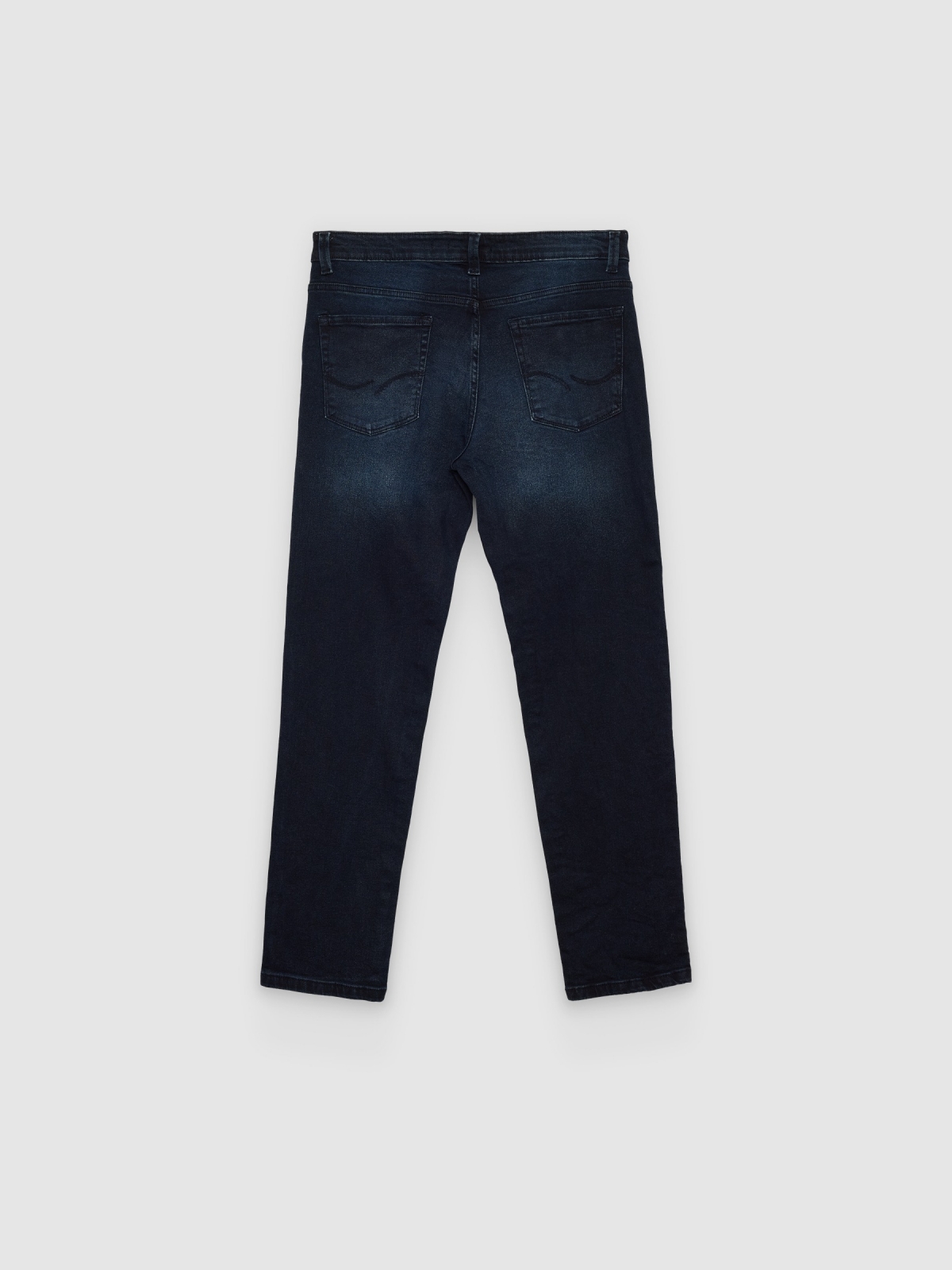 Jeans slim  cintura média azul vista traseira