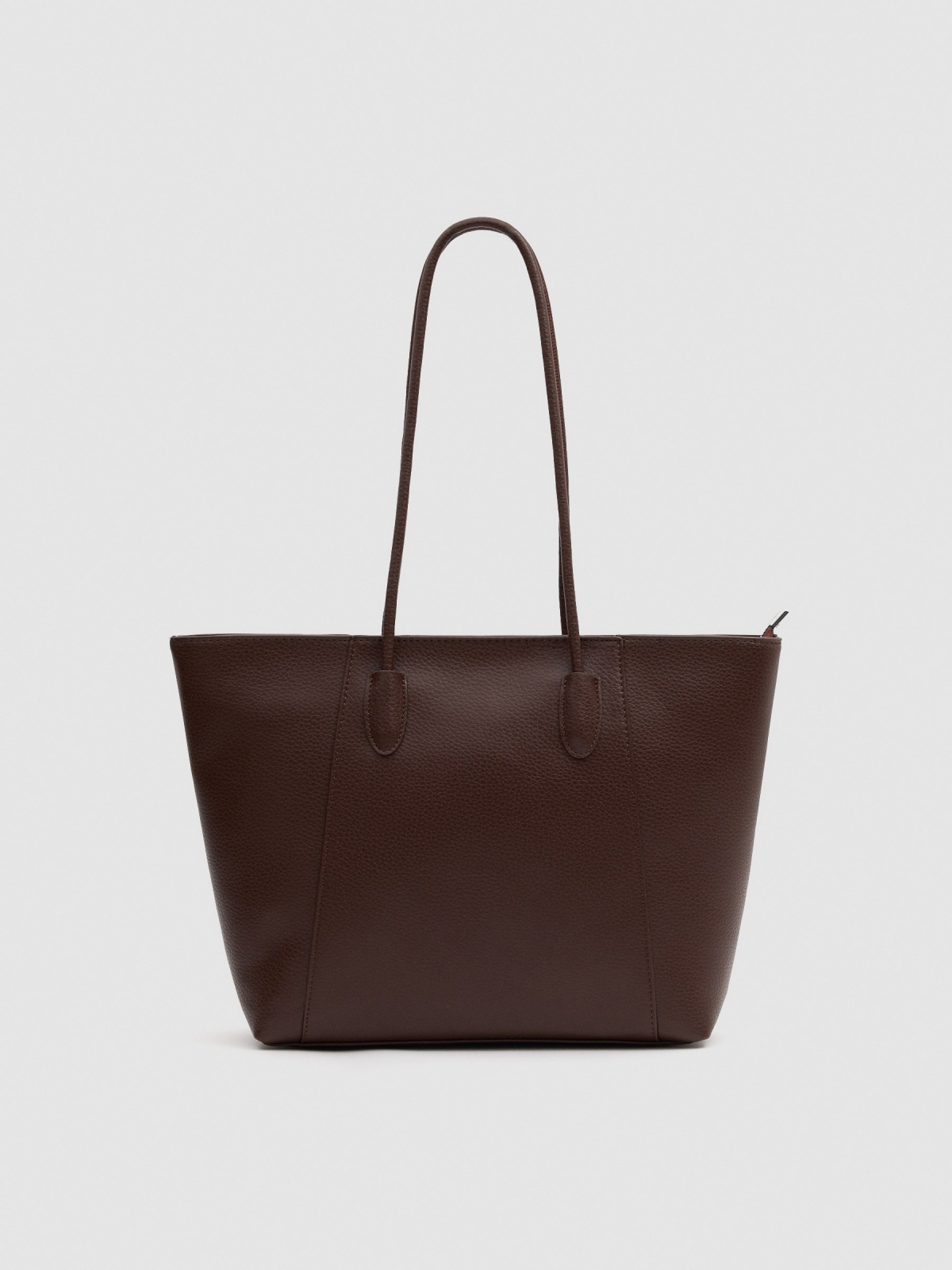 Saco shopper efeito pele marrom vista geral frontal