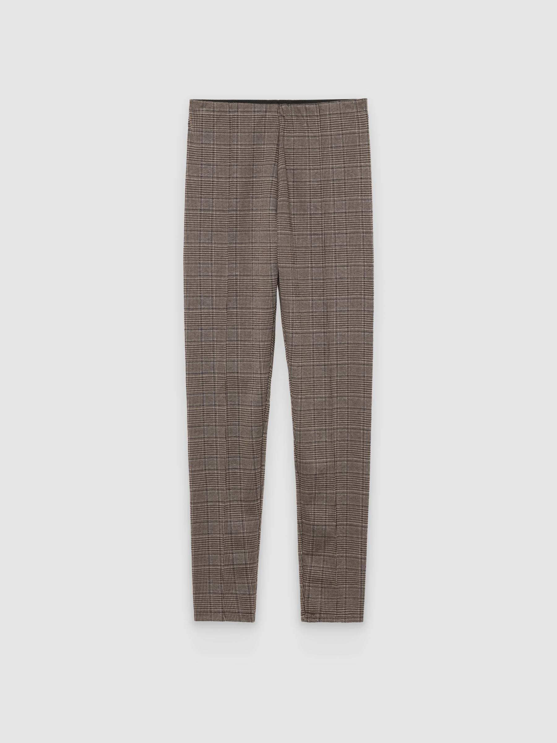  Legging cuadros jacquard tiro alto taupe vista frontal