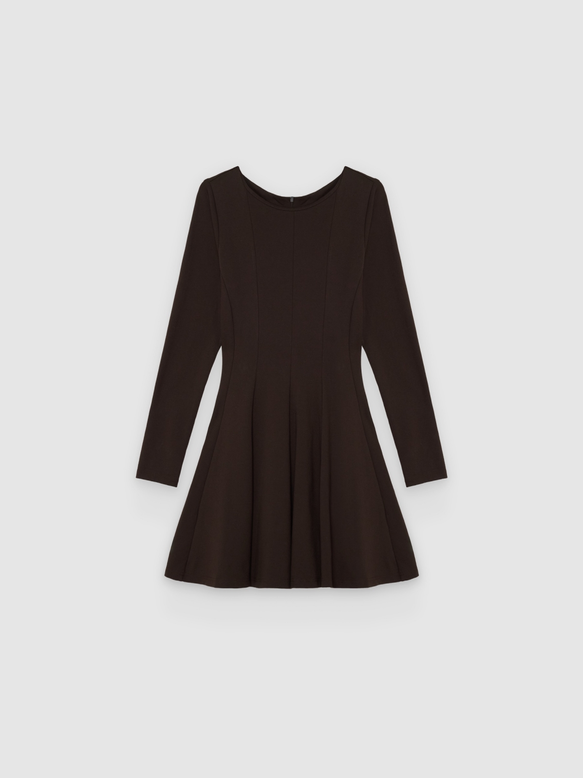 %Pto% Vestido corto godets chocolate vista frontal