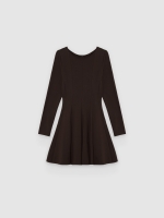 %Pto% Vestido curto godets chocolate vista frontal