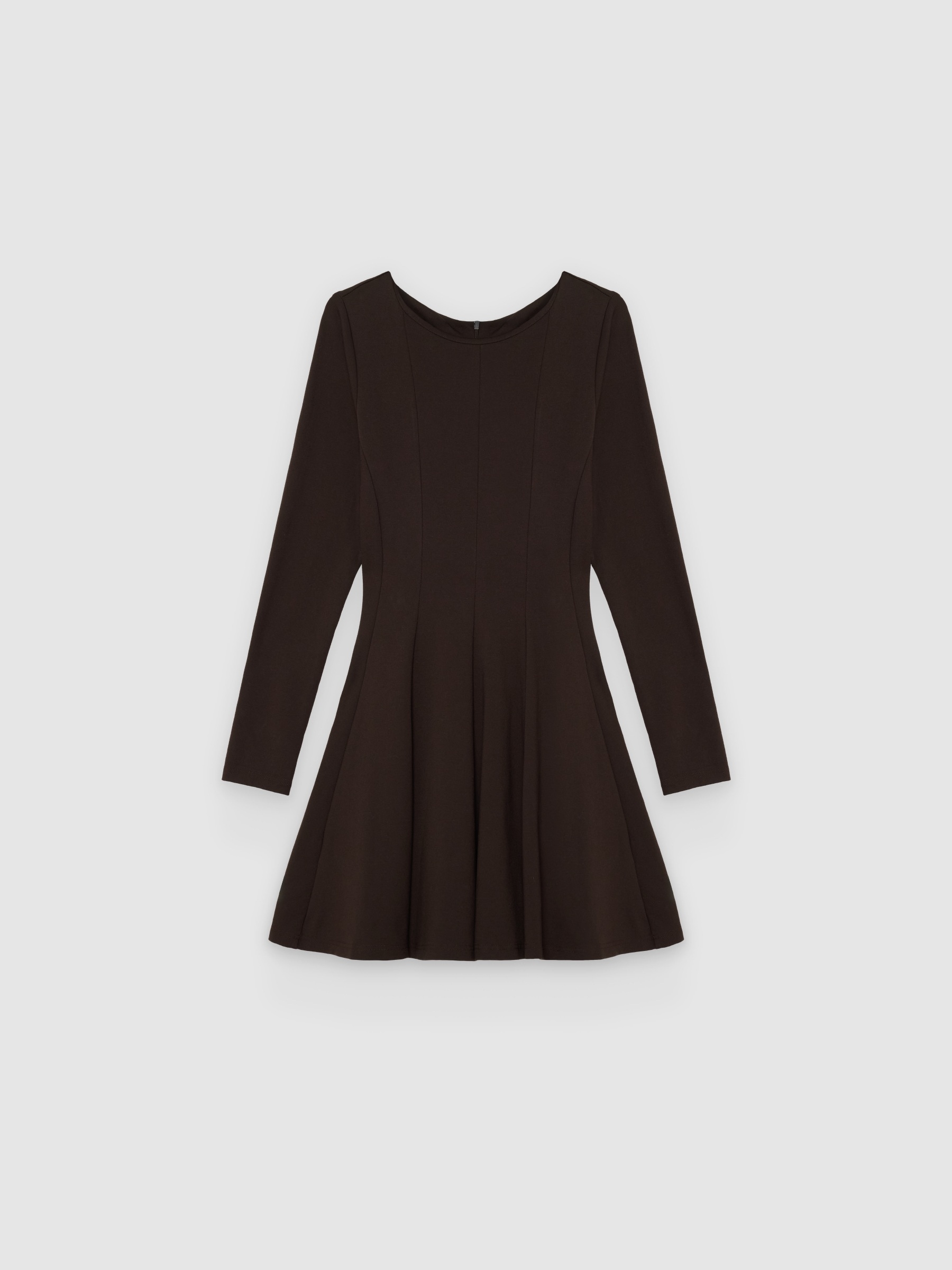  Vestido curto godets chocolate vista frontal