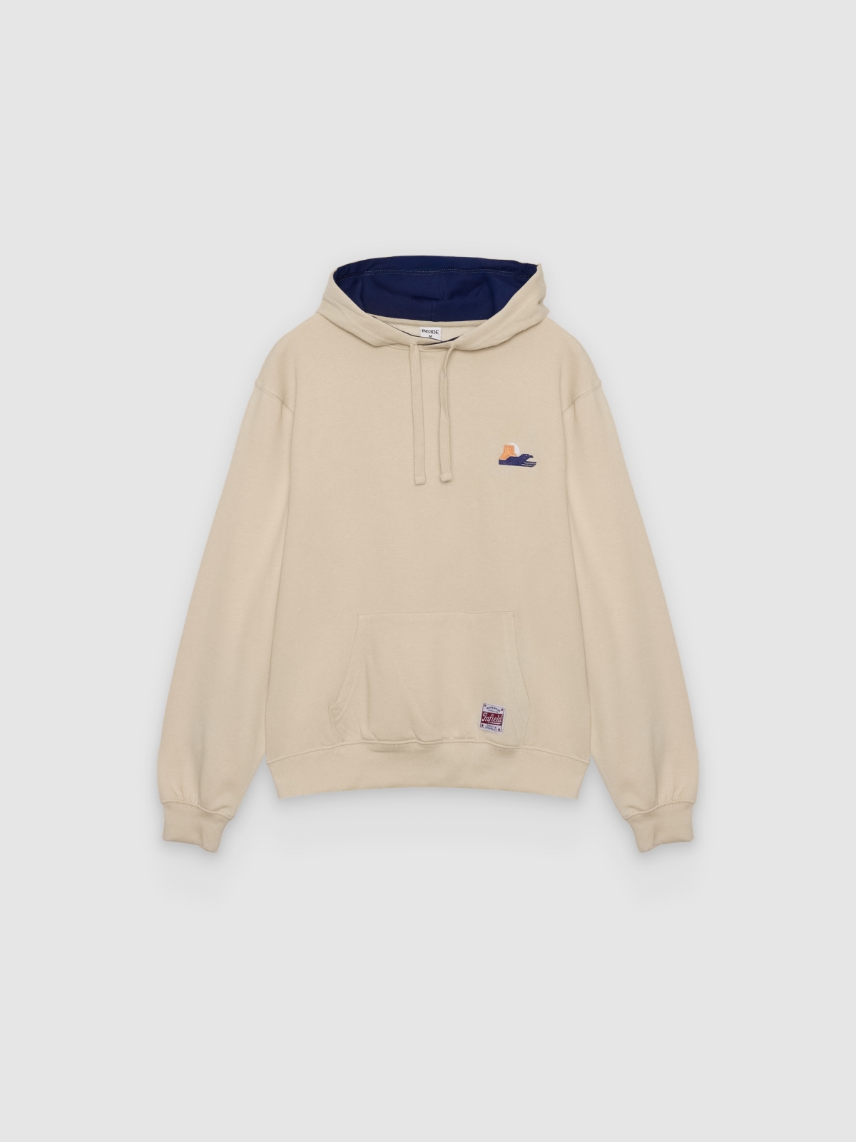 %Pto% Sudadera con capucha bordado crudo vista frontal