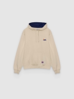%Pto% Sweatshirt com capuz bordado crua vista frontal