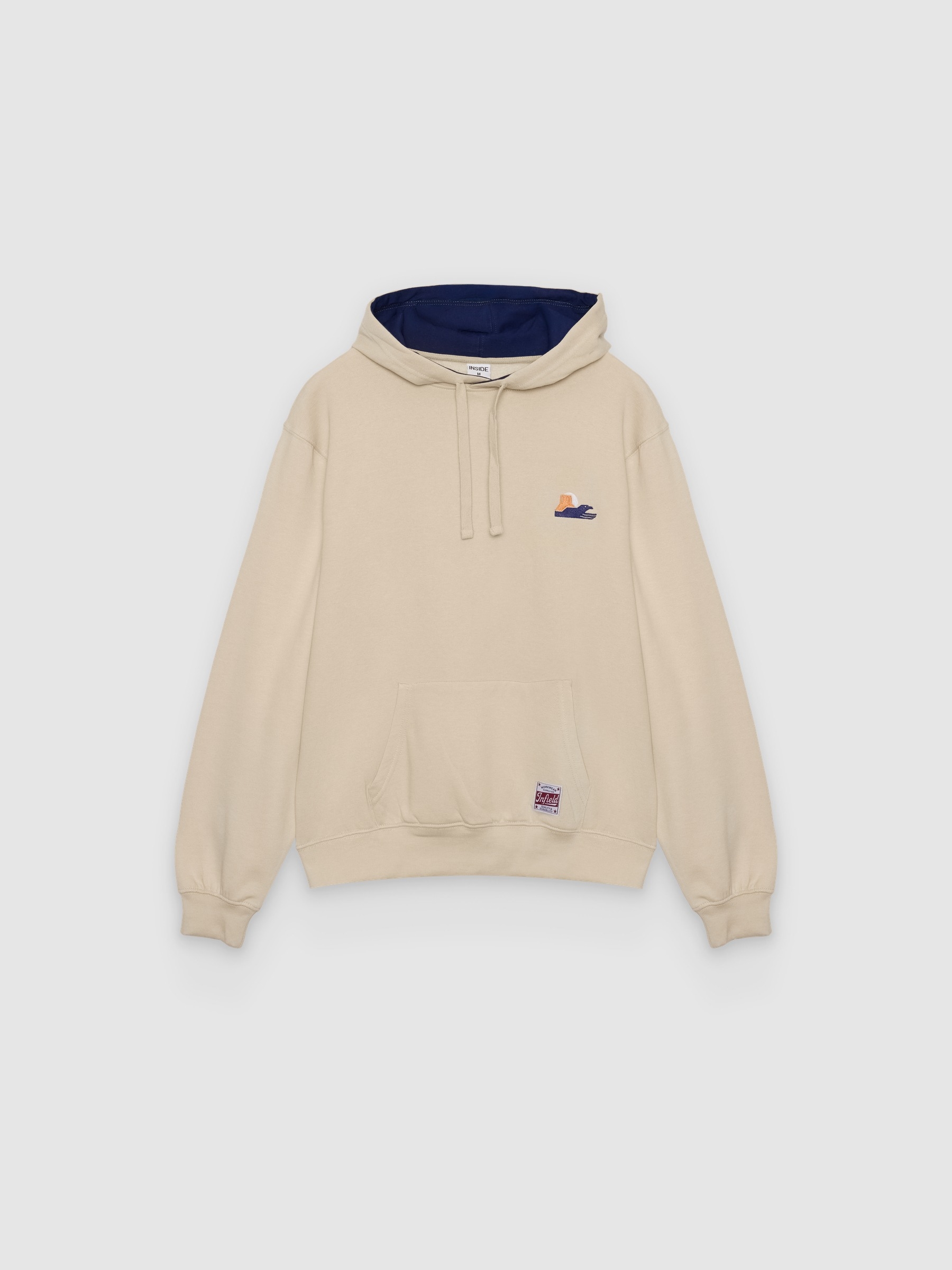 %Pto% Sudadera con capucha bordado crudo vista frontal