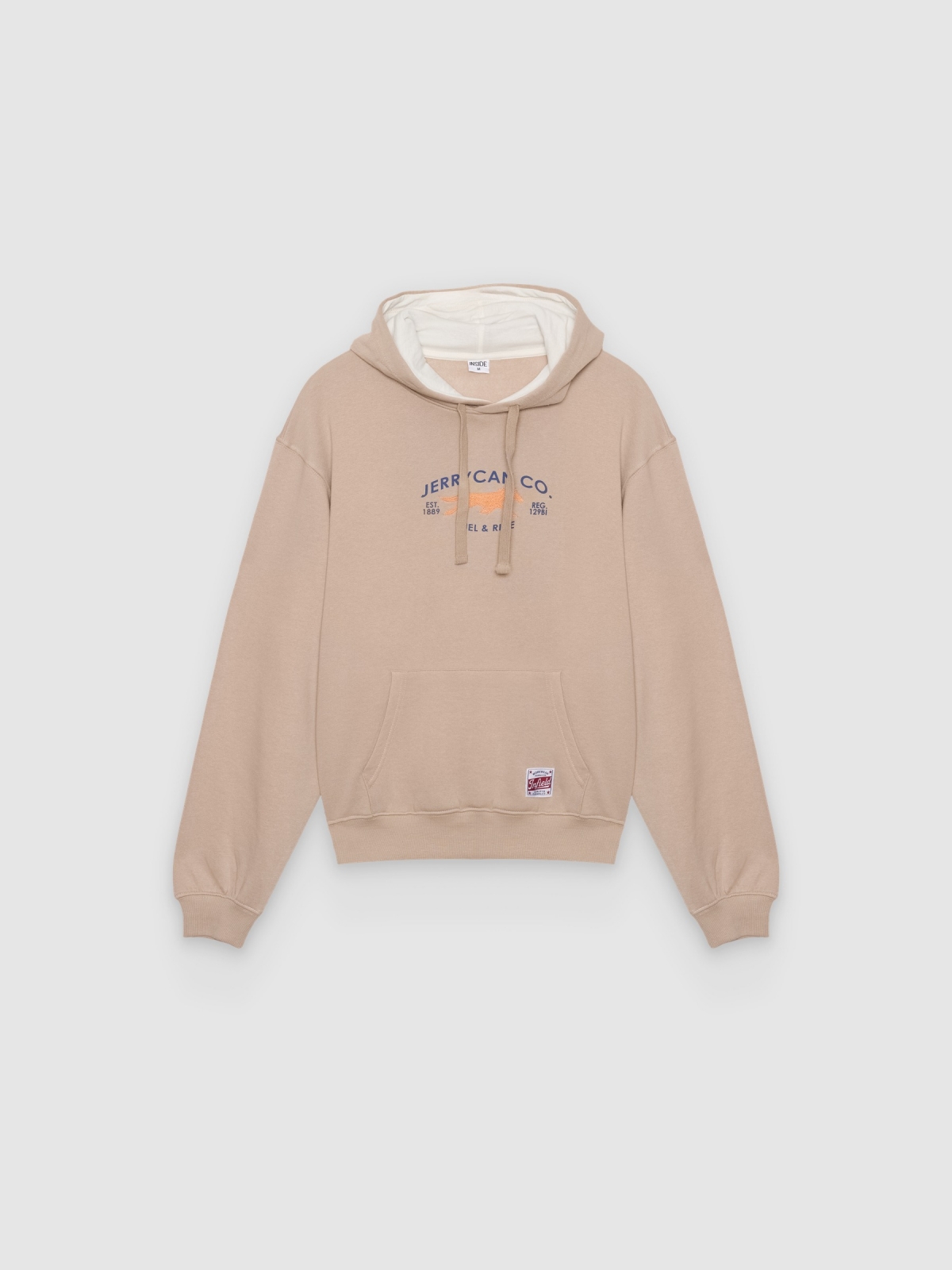 %Pto% Sweatshirt com capuz ride bege vista frontal