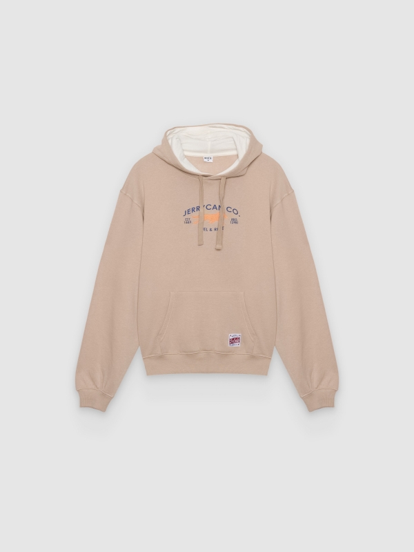  Sweatshirt com capuz ride bege vista frontal