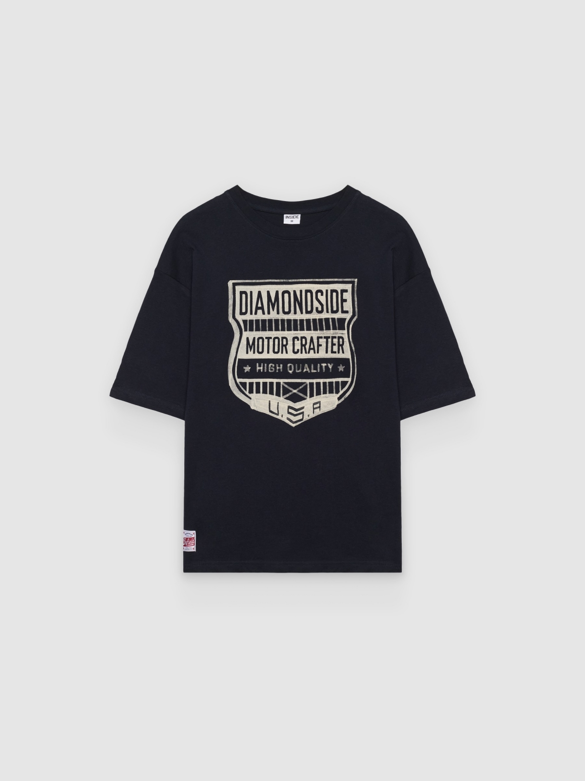 %Pto% Motor crafter print t-shirt navy front view