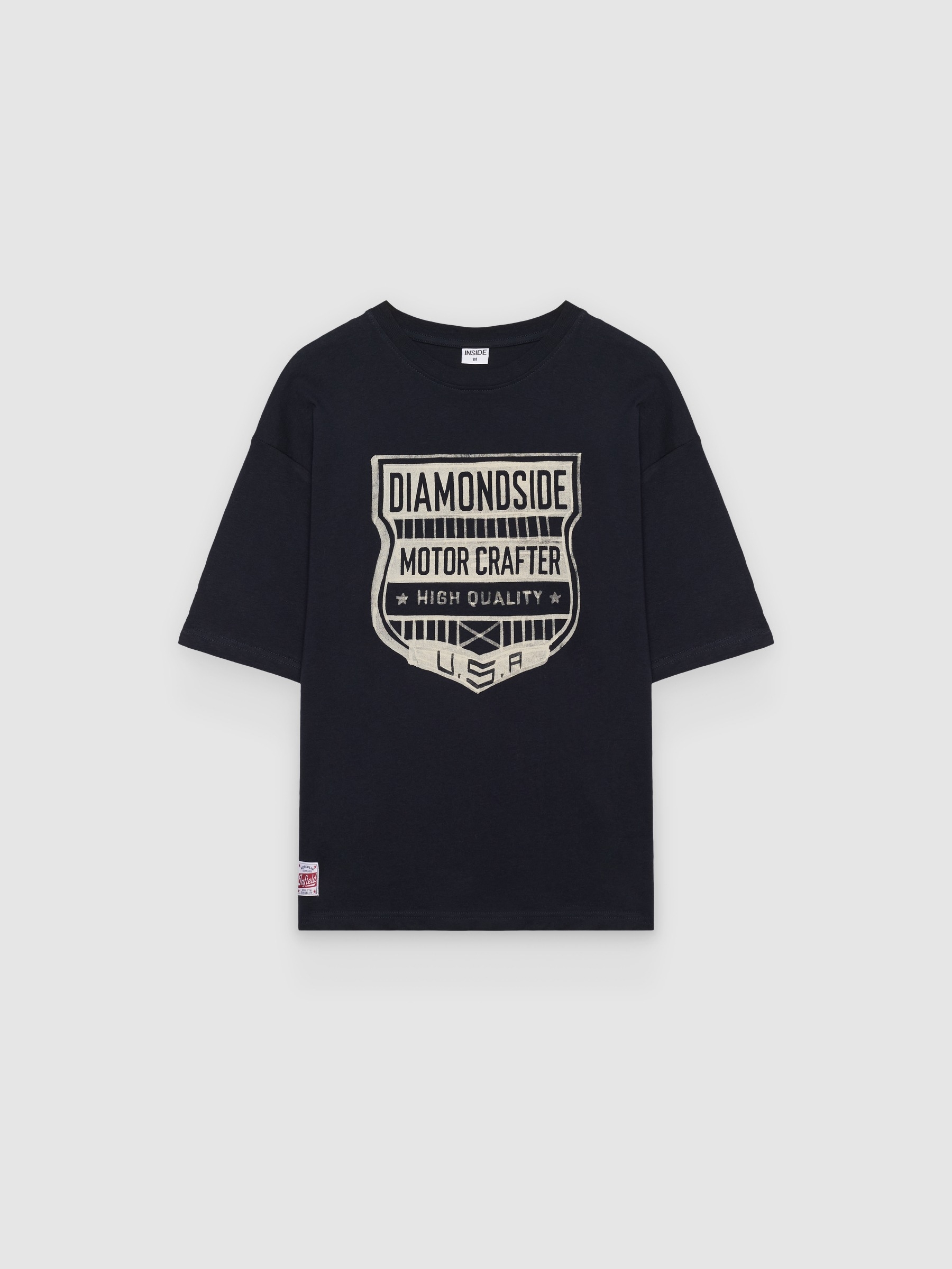  T-shirt com estampado motor crafter azul marinho vista frontal