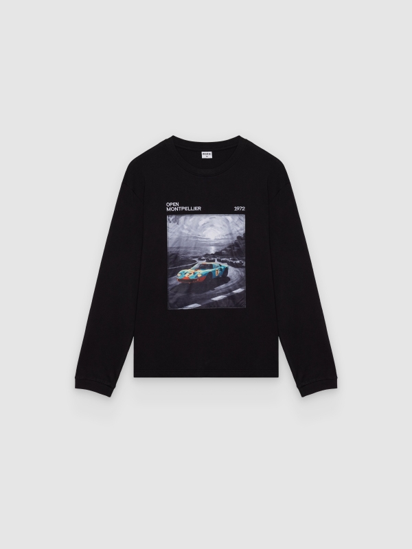  Long sleeve motor 1972 t-shirt black front view