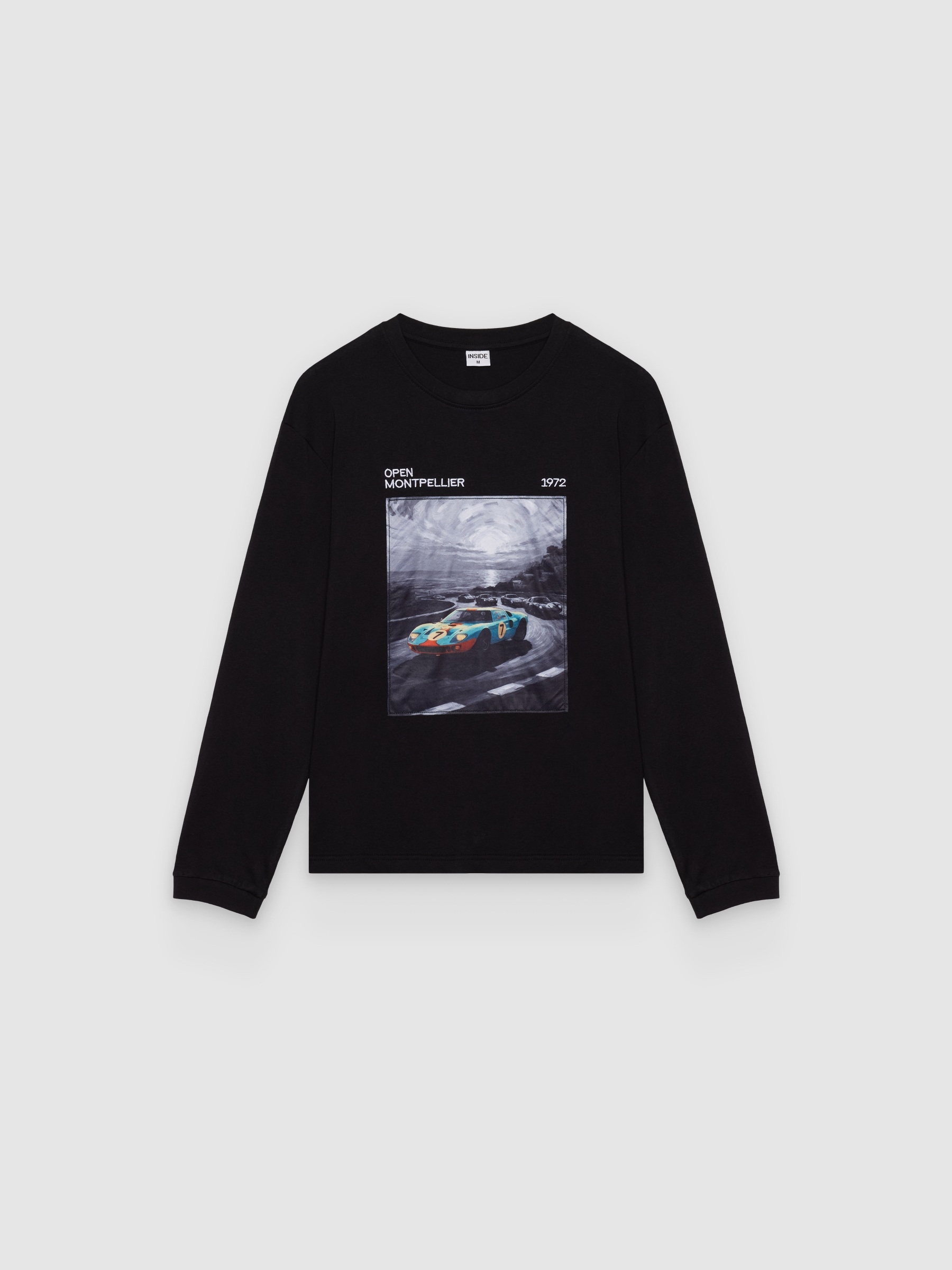  Camiseta manga larga motor 1972 negro vista frontal