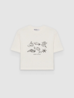%Pto% T-shirt manga curta estampada off white vista frontal