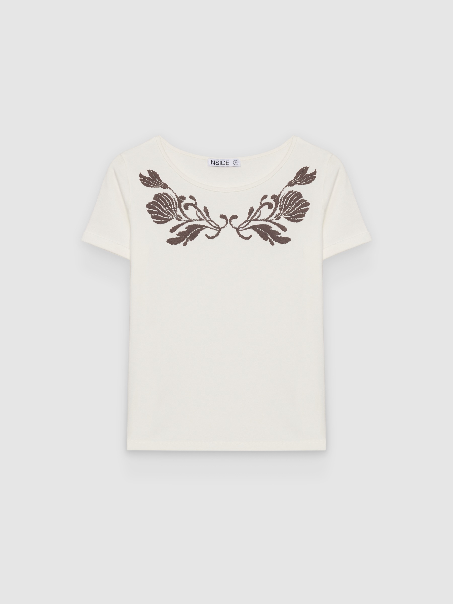  Short sleeve floral t-shirt off white front view
