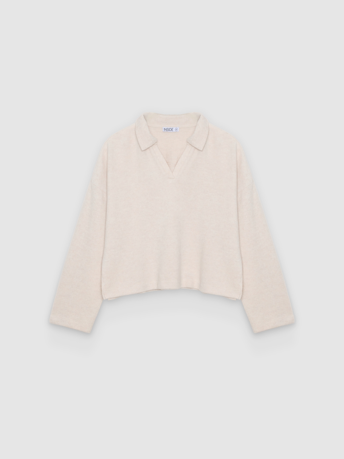 %Pto% Plain long-sleeve polo shirt raw front view