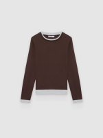 %Pto% Knit T-shirt with double-layer effect chocolate front view
