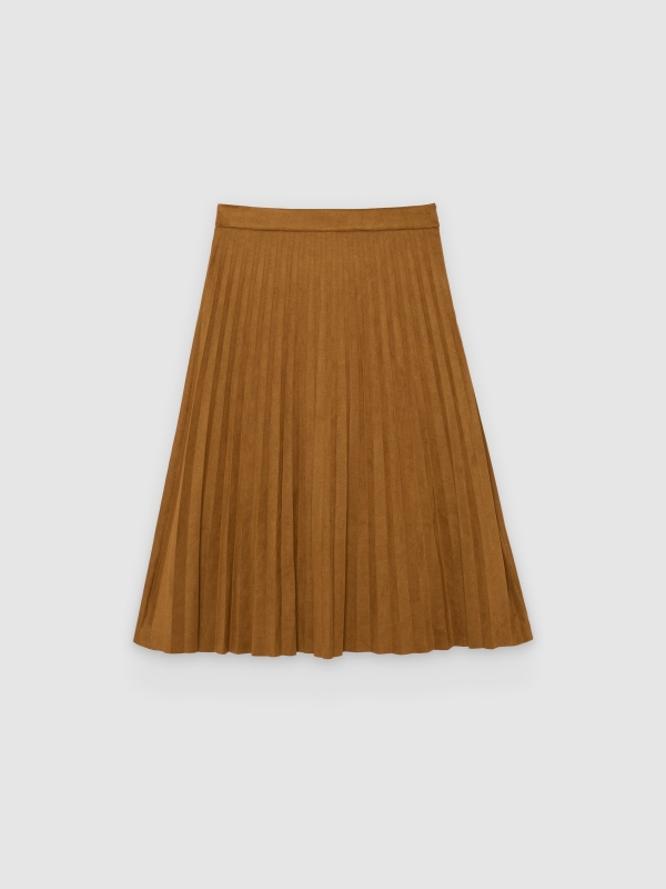  Falda midi plisada de antelina camel vista frontal