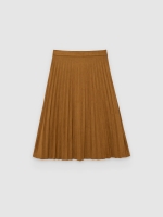 %Pto% Falda midi plisada de antelina camel vista frontal