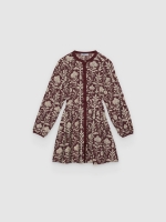 %Pto% Embroidered midi dress long sleeve aubergine front view