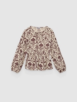 %Pto% Blusa manga comprida estampado floral off white vista frontal