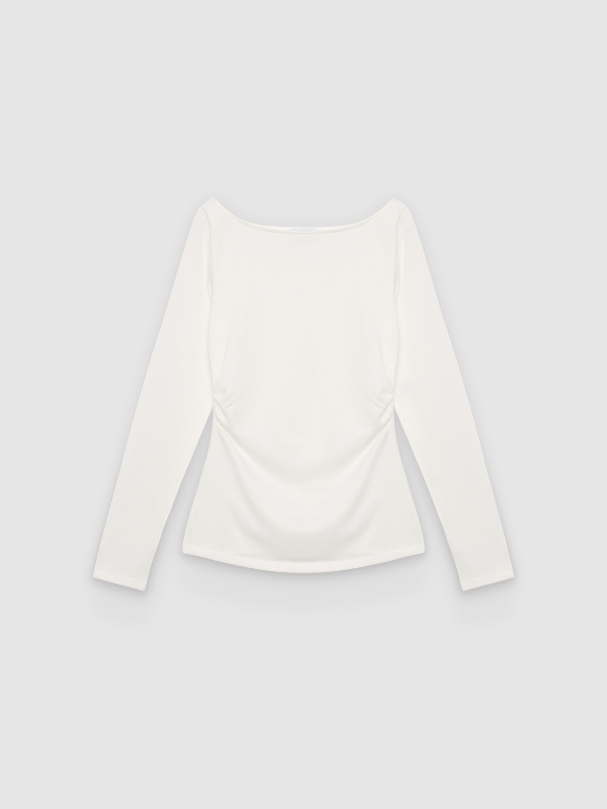 %Pto% Camiseta fruncida de manga larga blanco roto vista frontal