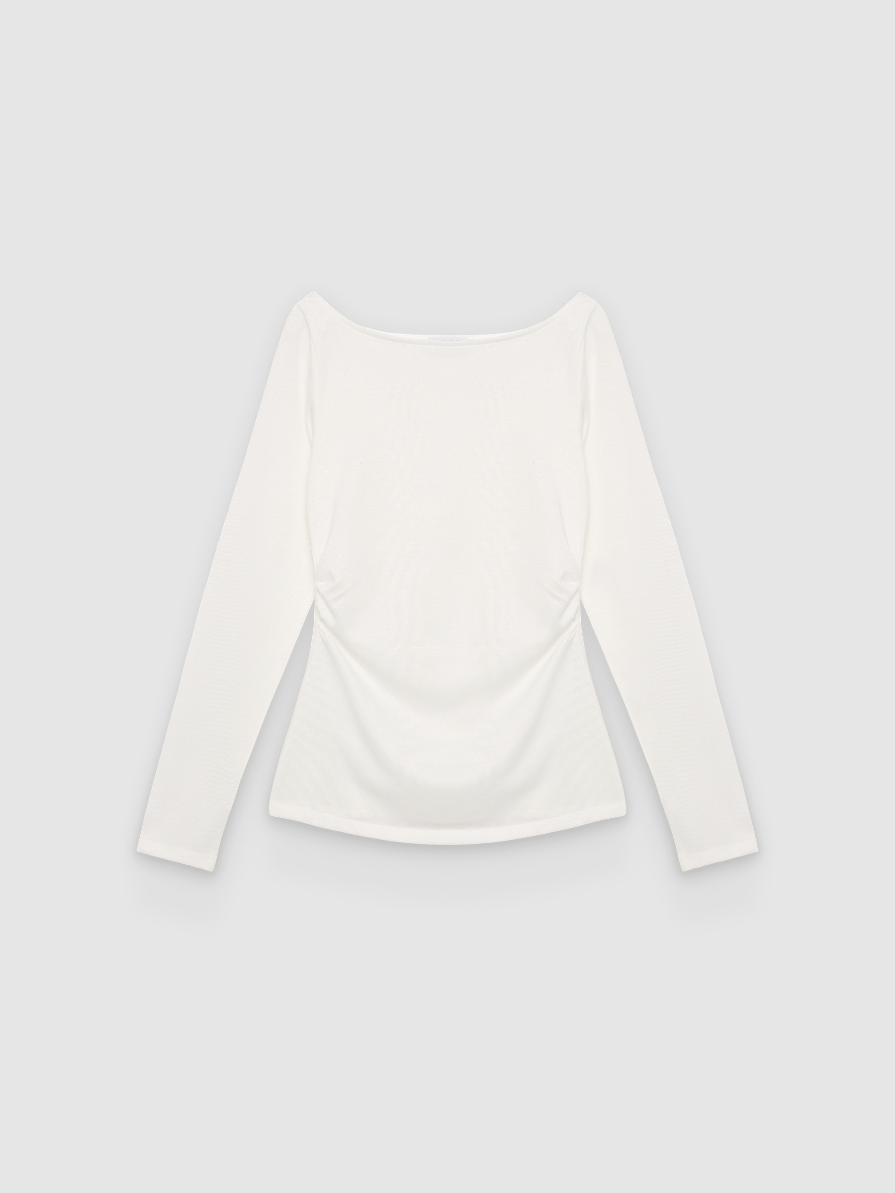  Camiseta fruncida de manga larga blanco roto vista frontal