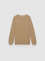 %Pto% Textured sand knit sweater sand front view