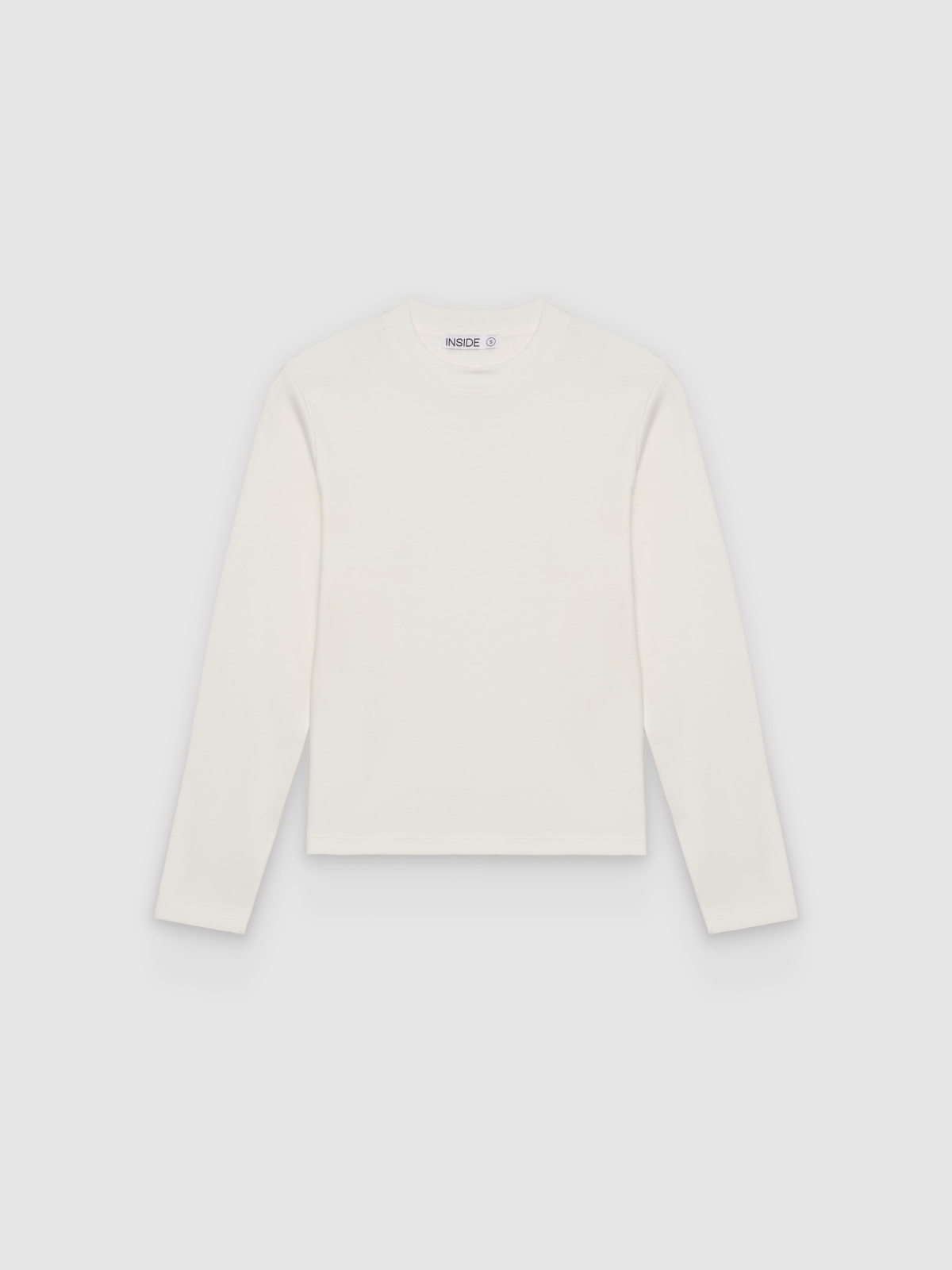 %Pto% Basic cotton long-sleeve Tshirt off white front view