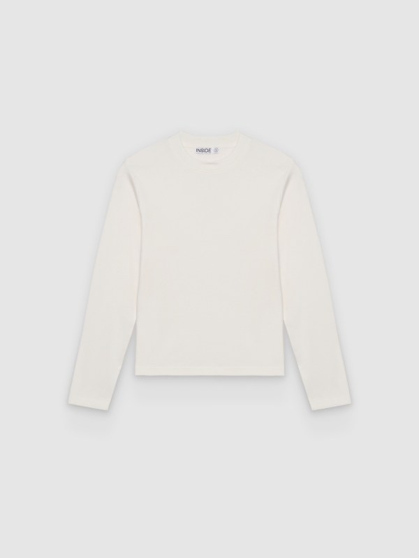  Basic cotton long-sleeve Tshirt off white front view