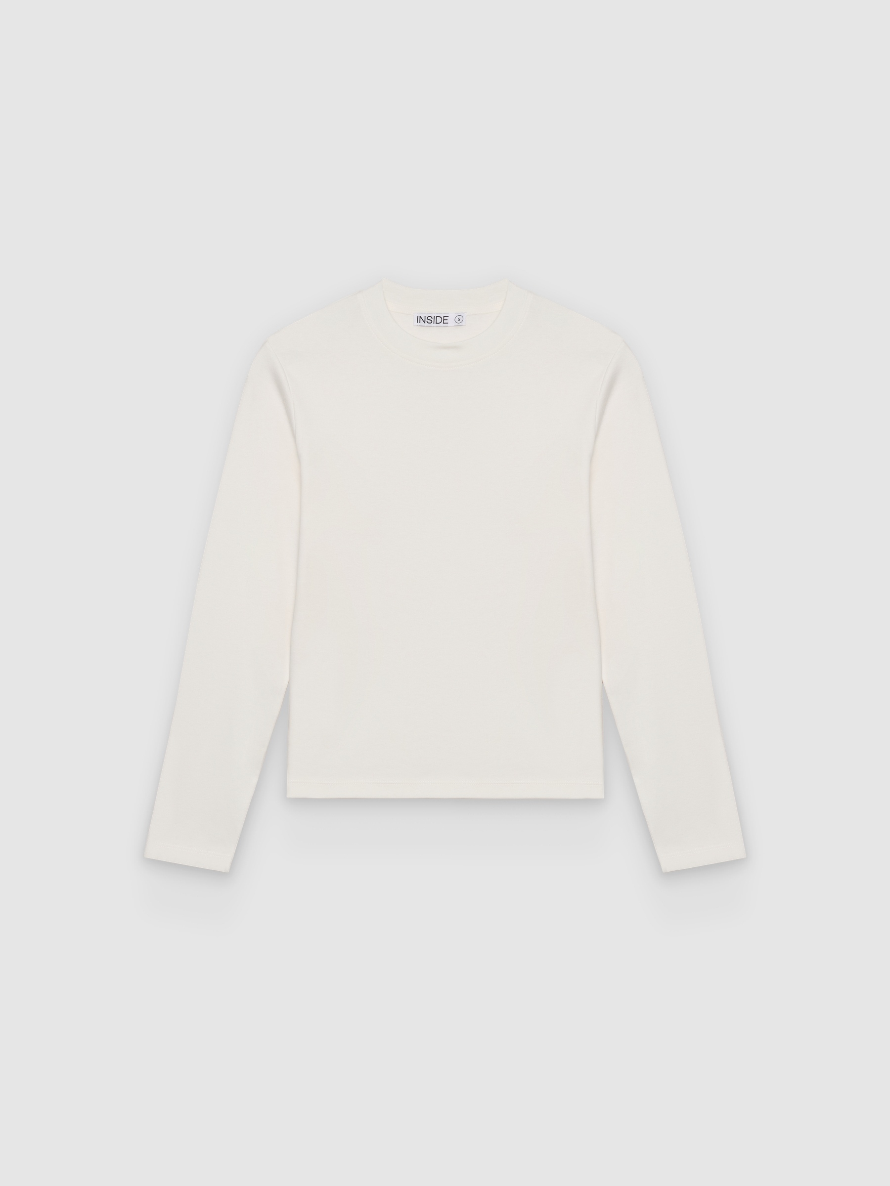  Camiseta manga larga básica algodón blanco roto vista frontal