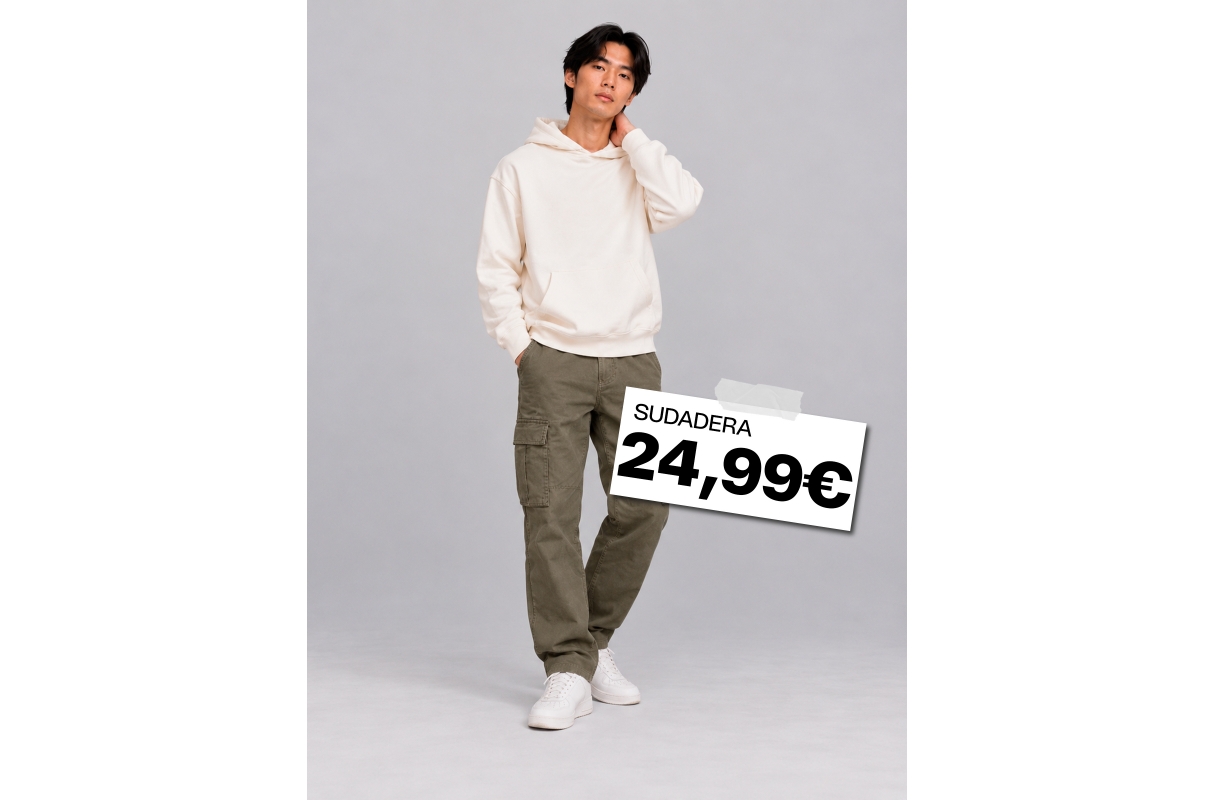Basic regular hoodie beige middle front view