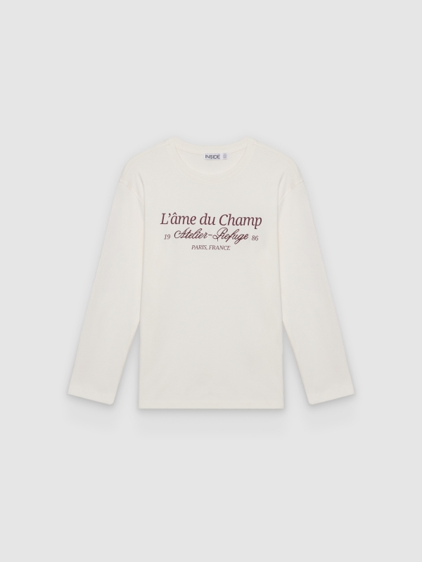  Oversized long sleeve Paris T-shirt off white front view