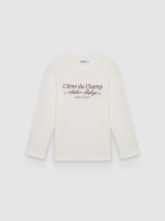 %Pto% Oversized long sleeve Paris T-shirt off white front view