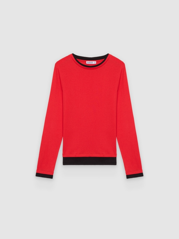  Camiseta punto efecto doble rojo intenso vista frontal