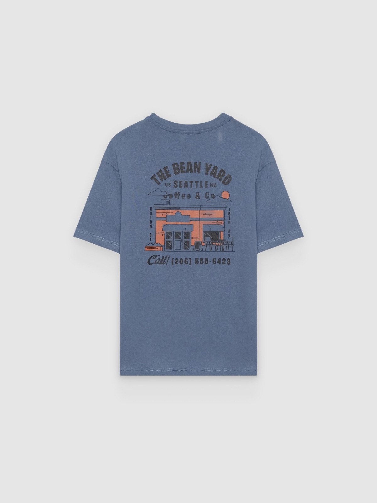 Camiseta the bean yard azul vista trasera