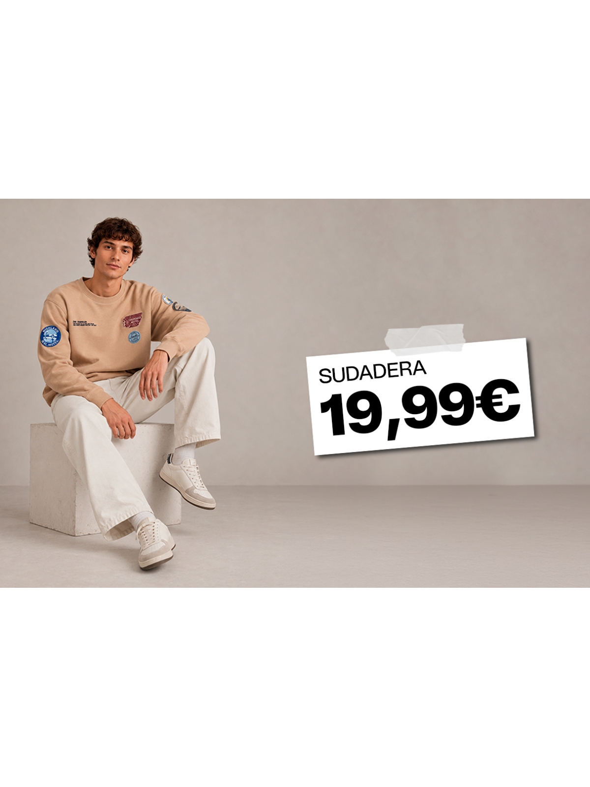 %Extra% %Cover% Sudadera estampado travel beige