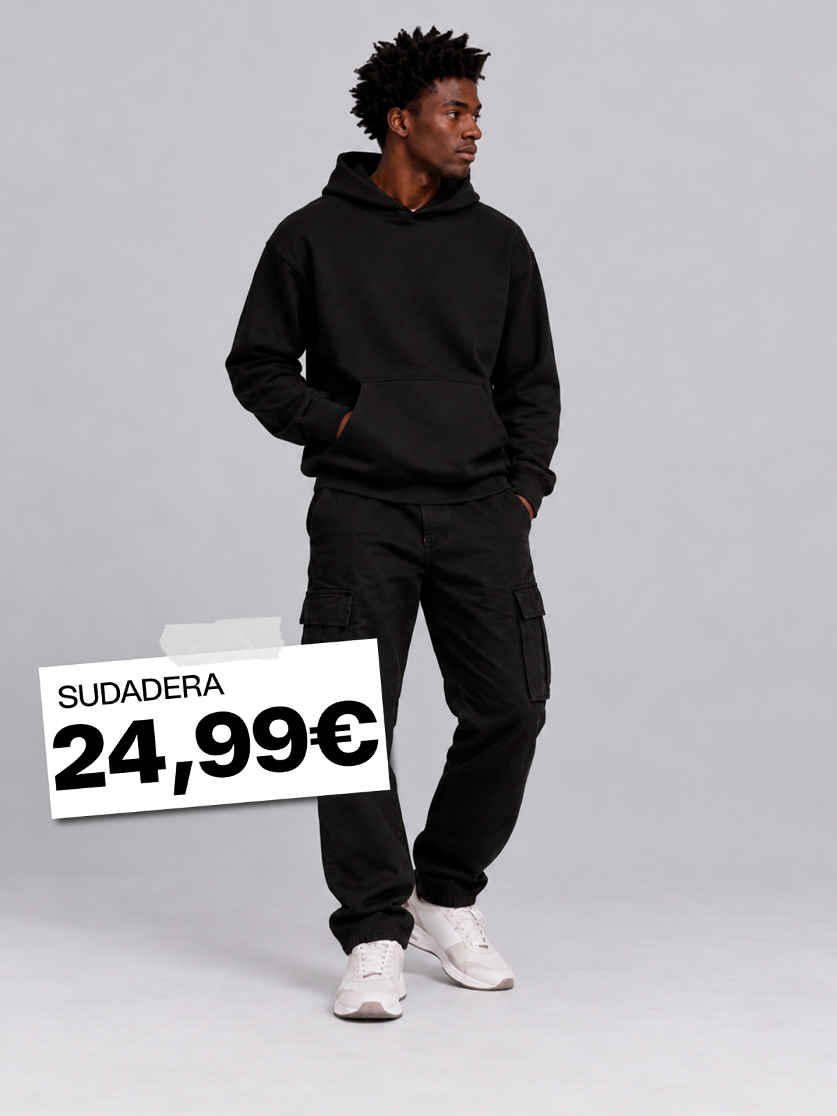 %Extra% %Cover% Sudadera capucha básica regular negro