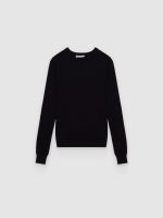 %Pto% Jersey regular de punto liso cuello redondo negro vista frontal