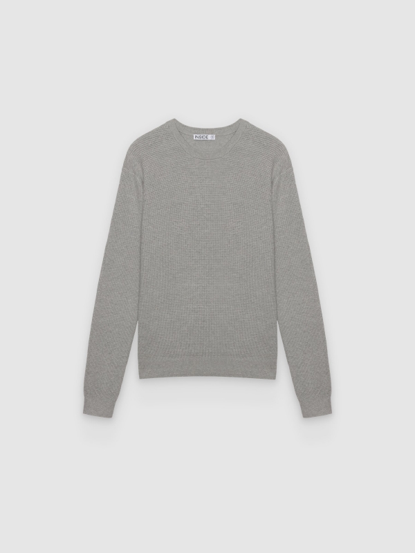  Jersey regular de punto liso cuello redondo gris melange vista frontal