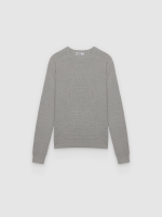 %Pto% Regular plain-knit crew-neck sweater melange grey front view