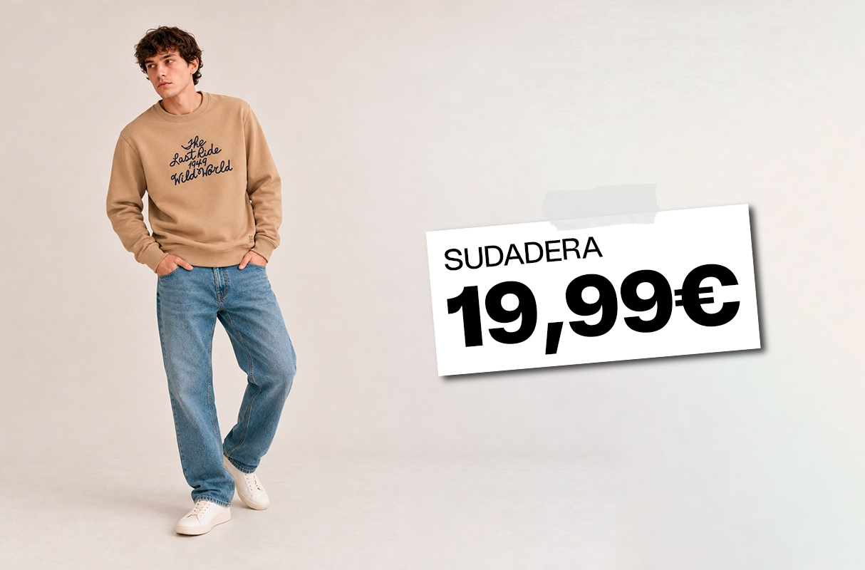 Moletom oversize com texto bordado bege vista meia frontal