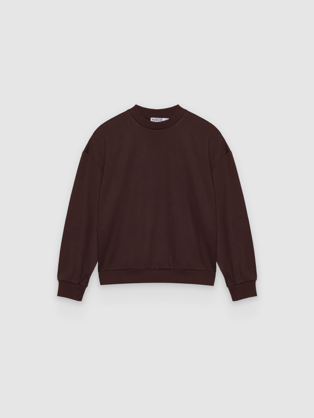 %Pto% Sweatshirt básica de gola redonda chocolate vista frontal