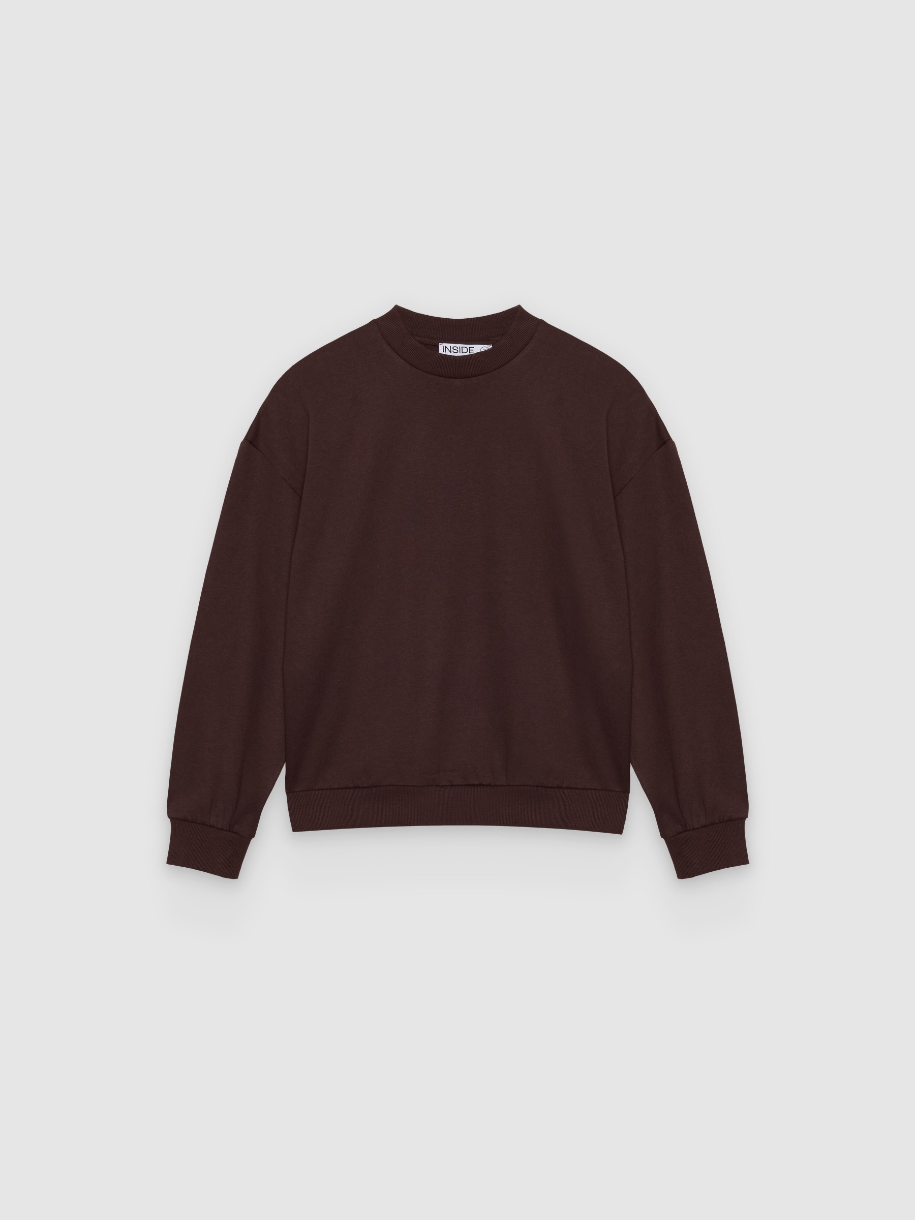  Sudadera cuello redondo básica chocolate vista frontal