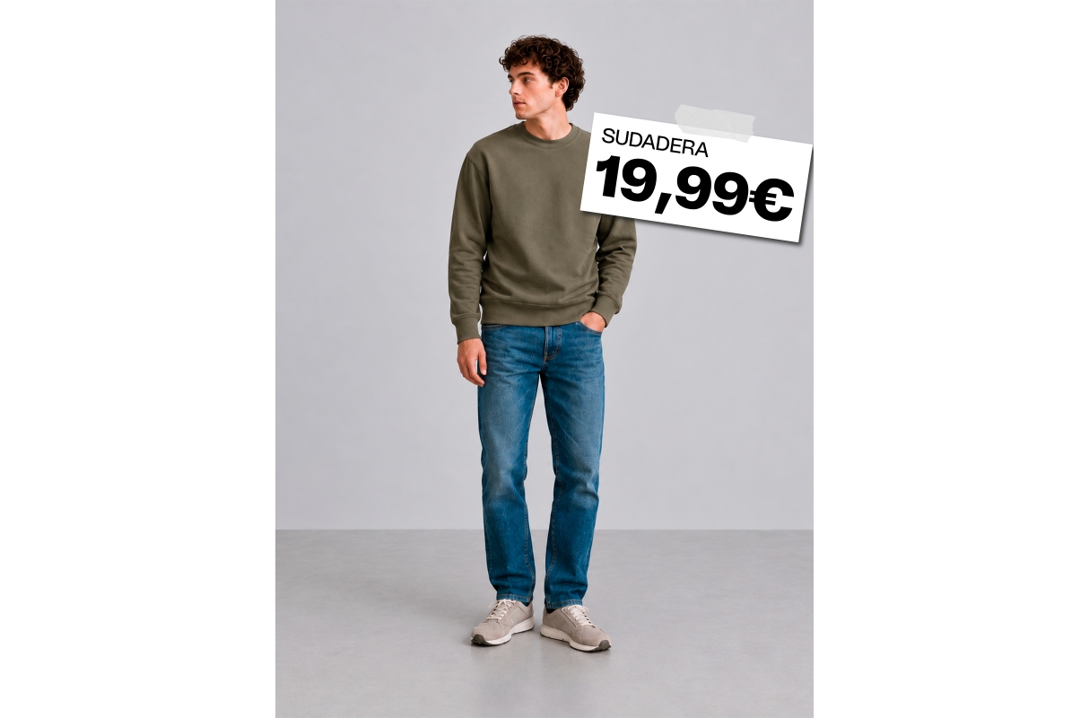 Sudadera básica oversize gris melange vista media frontal