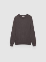 %Pto% Ribbed structure sweater medium grey front view