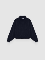 %Pto% Soft knit jacket with mock neck navy front view
