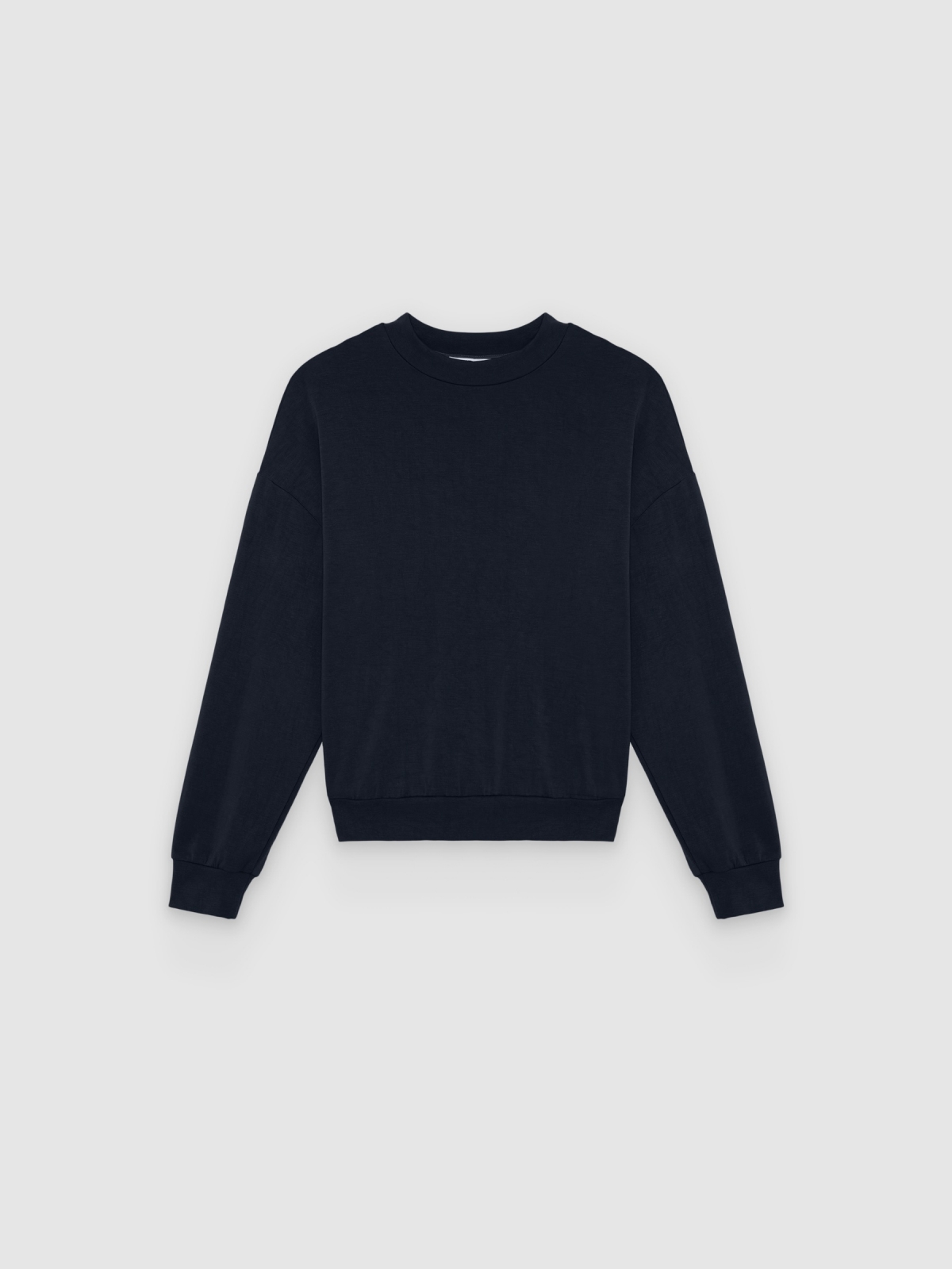 %Pto% Sudadera básica cuadrada cuello redondo azul marino vista frontal