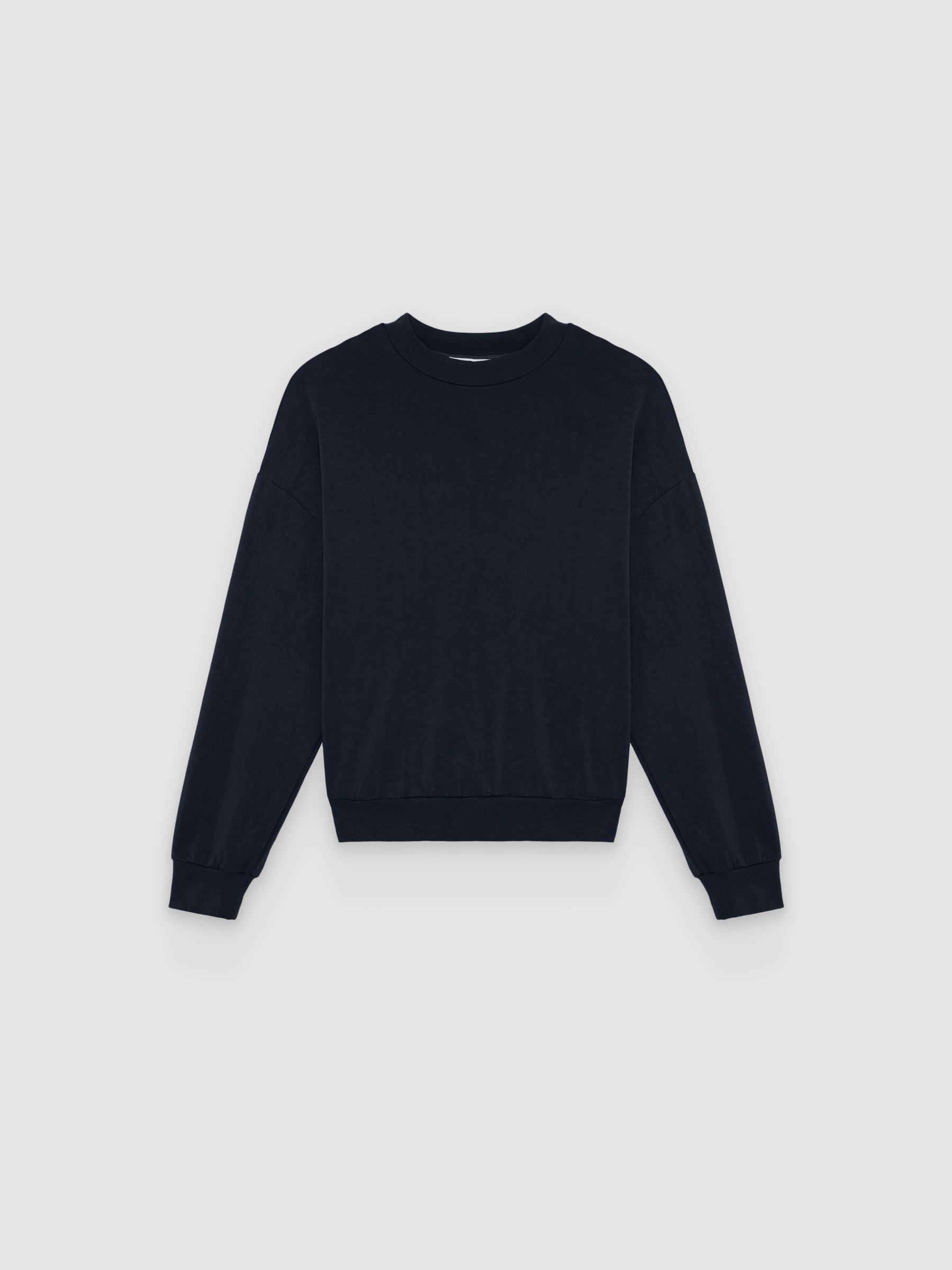  Moletom básico quadrado com gola redonda azul marinho vista frontal