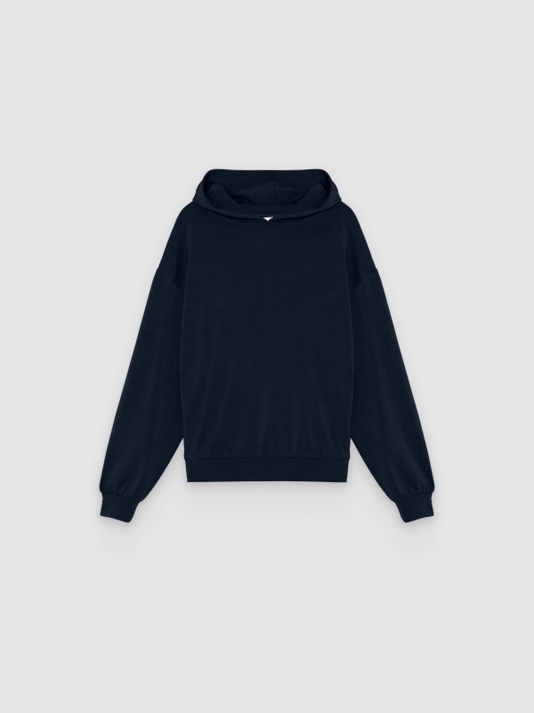  Moletom oversized com capuz azul marinho vista frontal