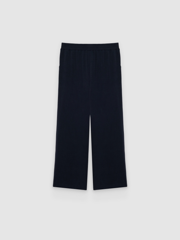  Calça wide leg de moletom azul marinho vista frontal