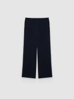 %Pto% Calça wide leg de moletom azul marinho vista frontal